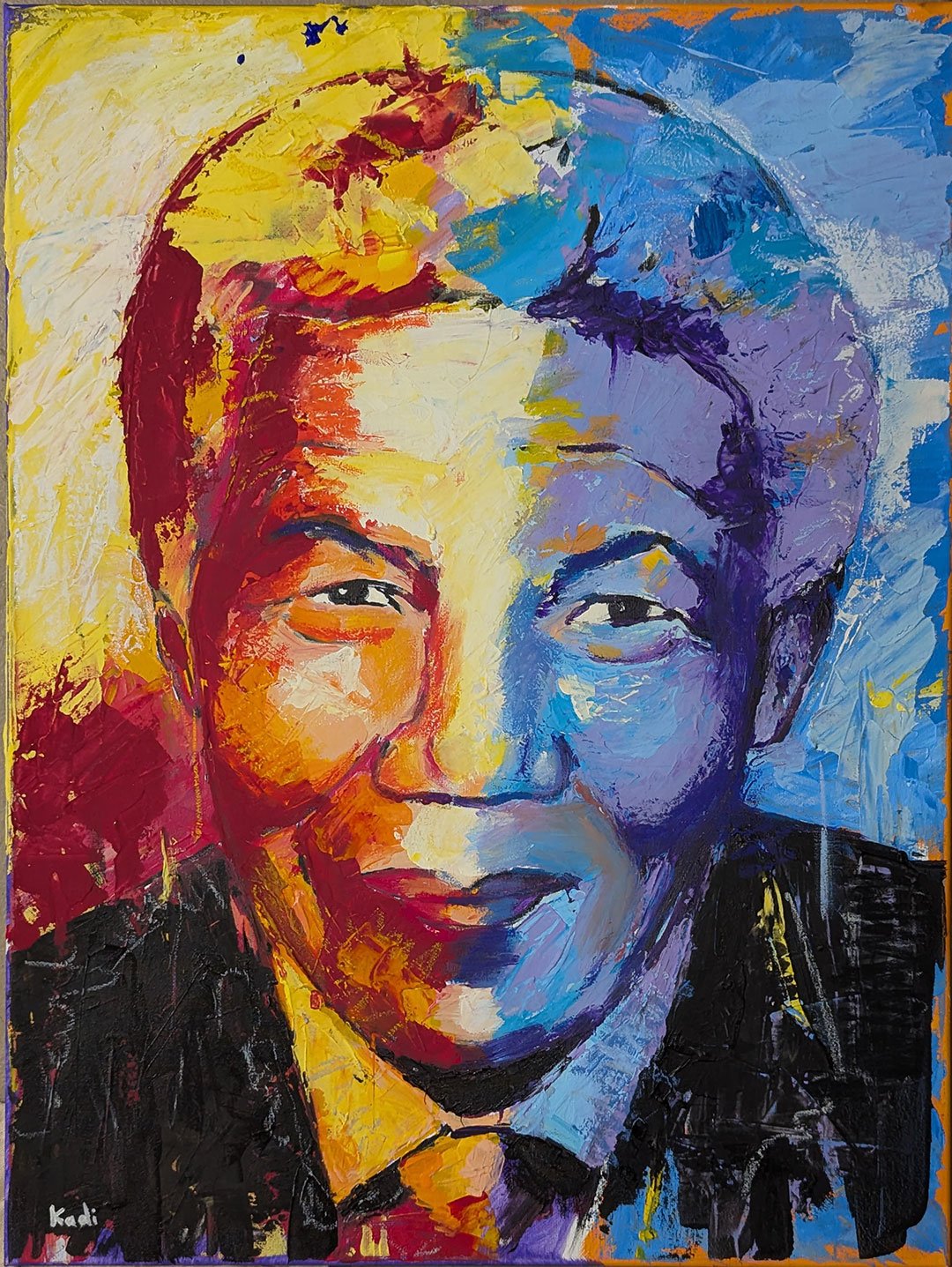 Nelson Mandela acrylic painting by Artist Ahmad Kadi