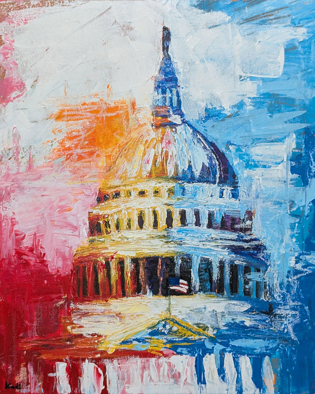 cover United States The capitol hill dome Field acrylic painting by Artist Ahmad Kadi