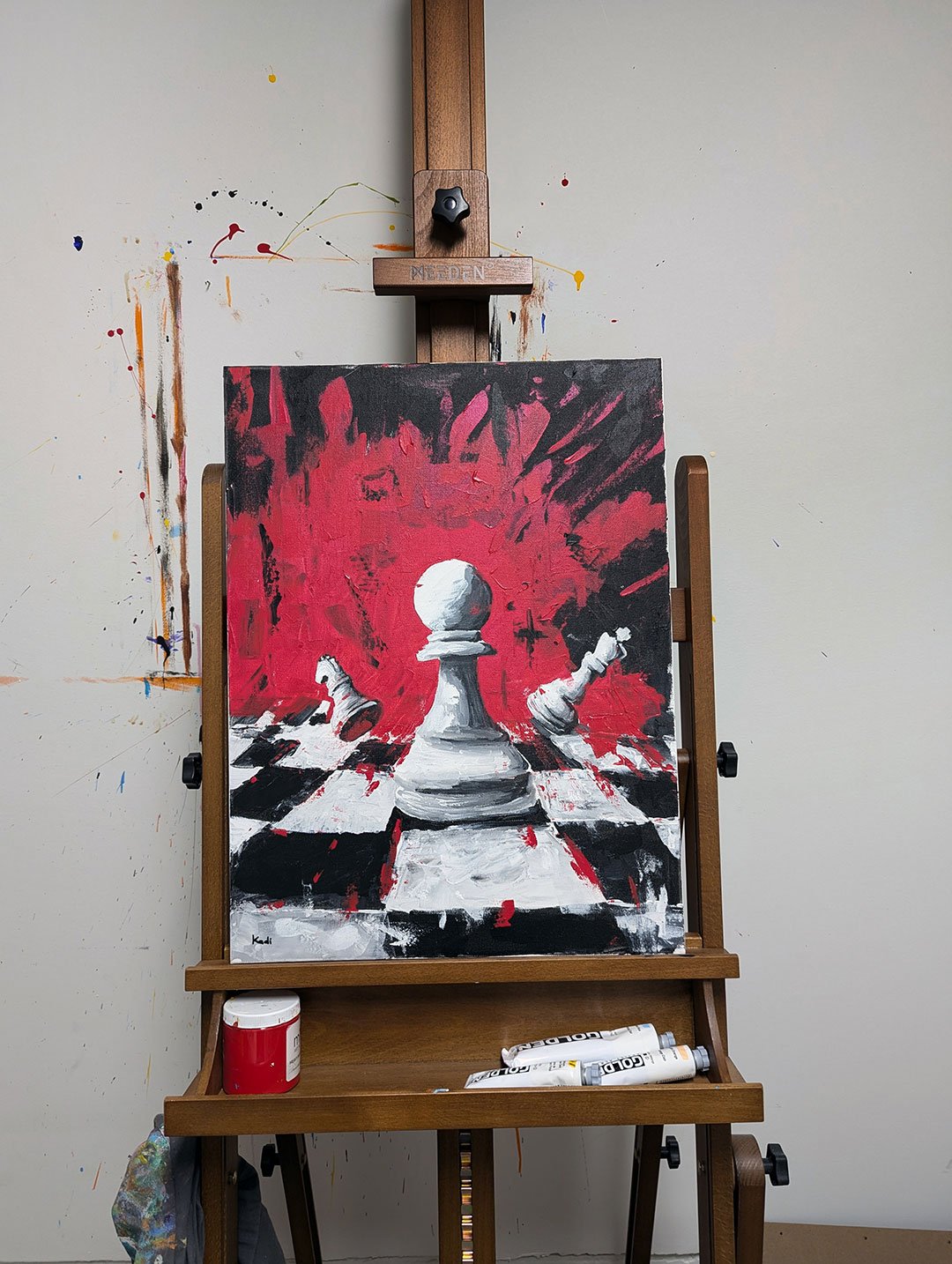 Original Acrylic painting of a chess by Artist in DC Ahmad Al Kadi