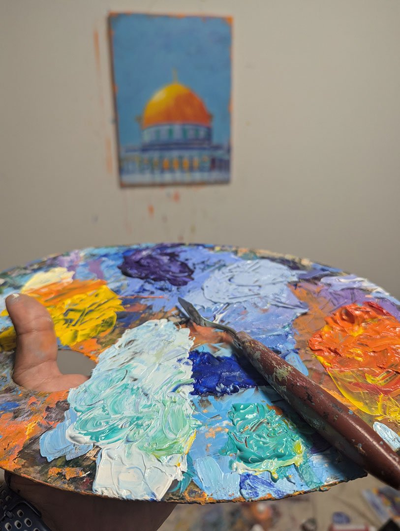 Aqsa Mosque Acrylic painting by Artist Ahmad Kadi