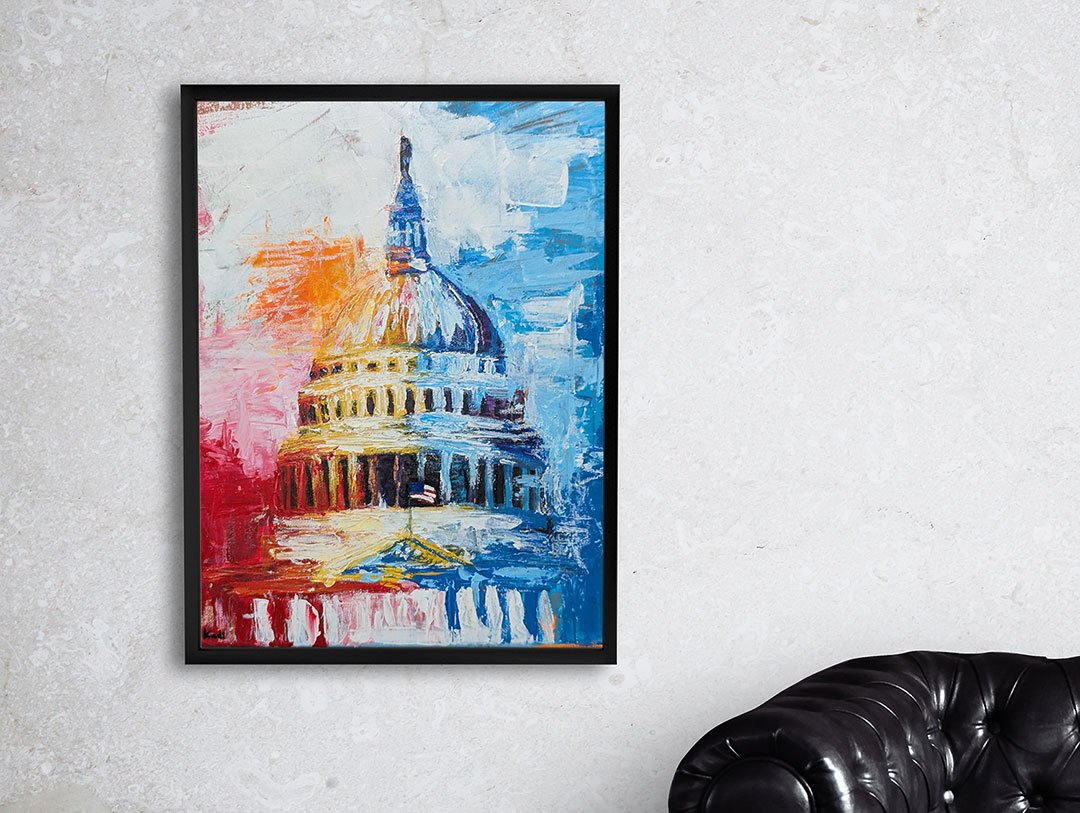 Capitol hill dome Acrylic painting by Artist Ahmad Kadi