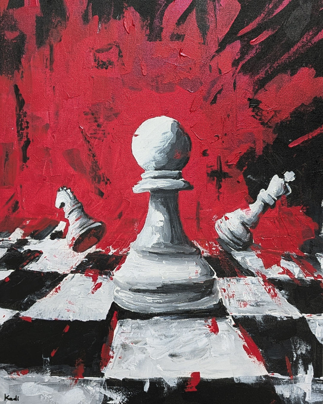 Original Acrylic painting of a chess by Artist in DC Ahmad Al Kadi