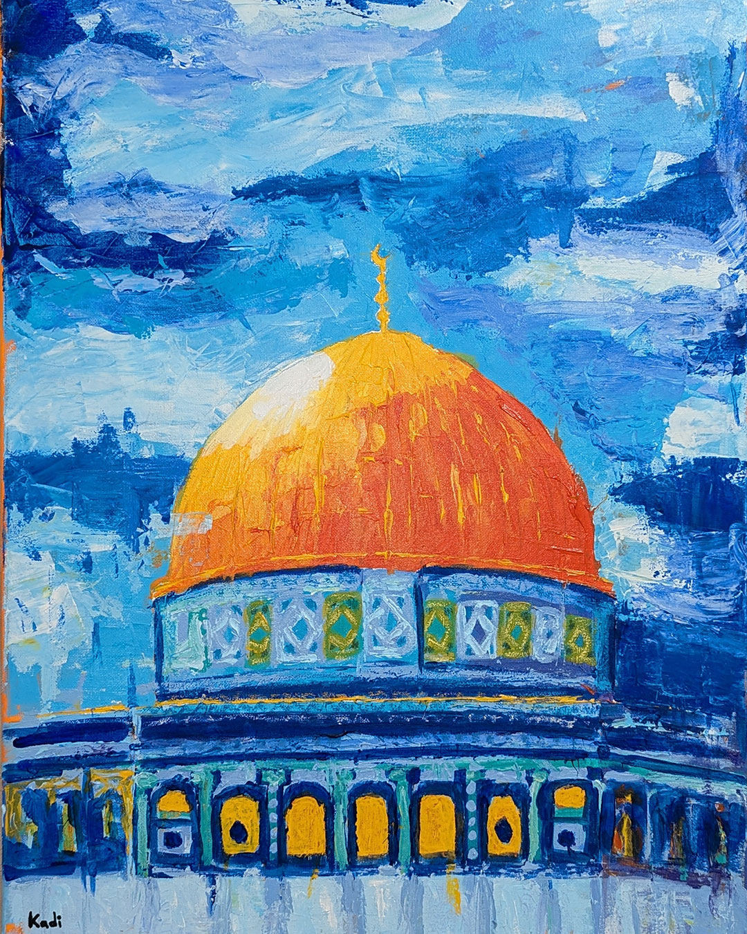 Aqsa Mosque Acrylic painting by Artist Ahmad Kadi