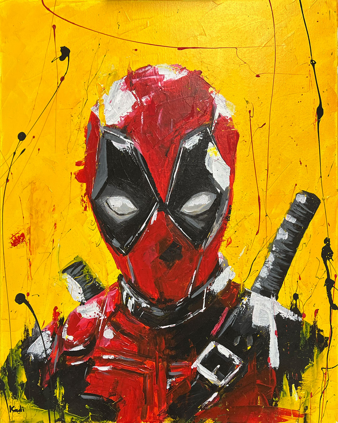 Deadpool Acrylic portrait painting by Artist Ahmad Kadi