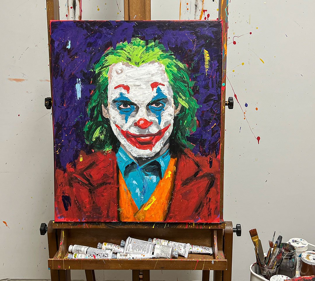 Pop art The Joker Acrylic Painting 20x24 Original Marvel Art on Canvas by Artist in DC Ahmad Al Kadi