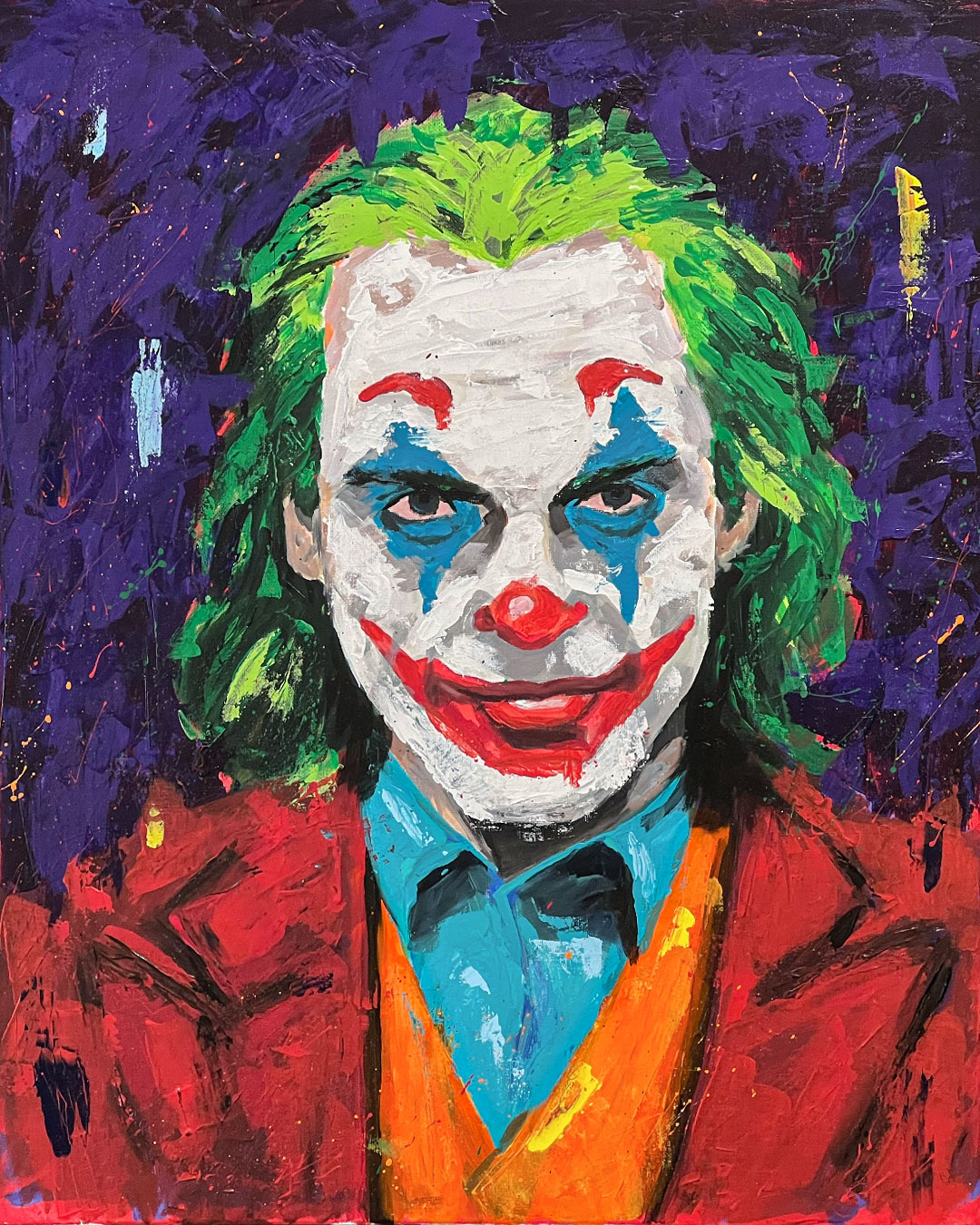 Pop art The Joker Acrylic Painting 20x24 Original Marvel Art on Canvas by Artist in DC Ahmad Al Kadi