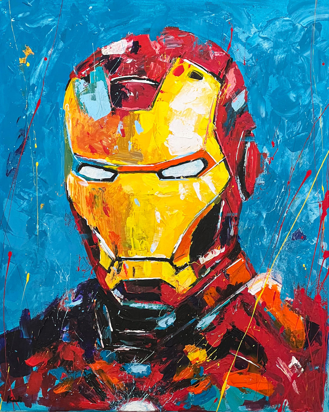 Ironman Acrylic Painting 20x24 Original Marvel Art on Canvas by Artist in USA DC Ahmad Al Kadi