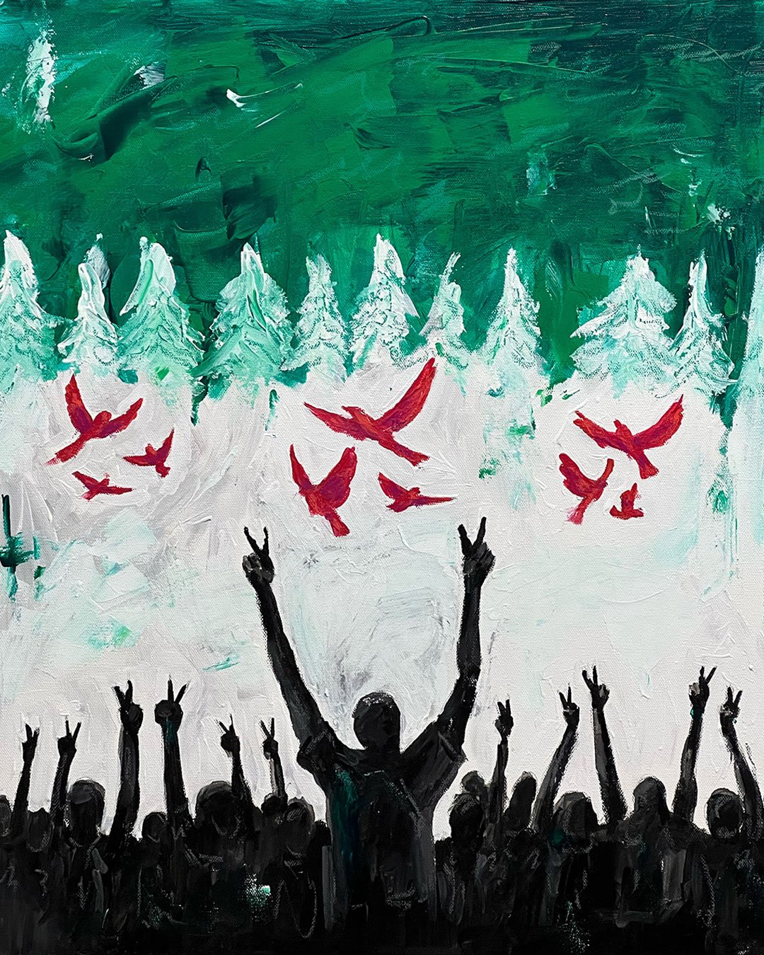 Syrian revolution painting acrylic by artist in DC Ahmad Al Kadi