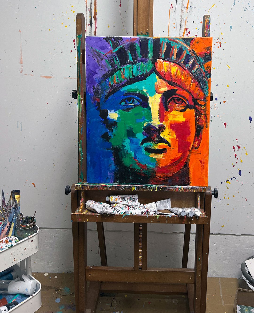 Statue of Liberty acrylic painting by artist Ahmad Al Kadi